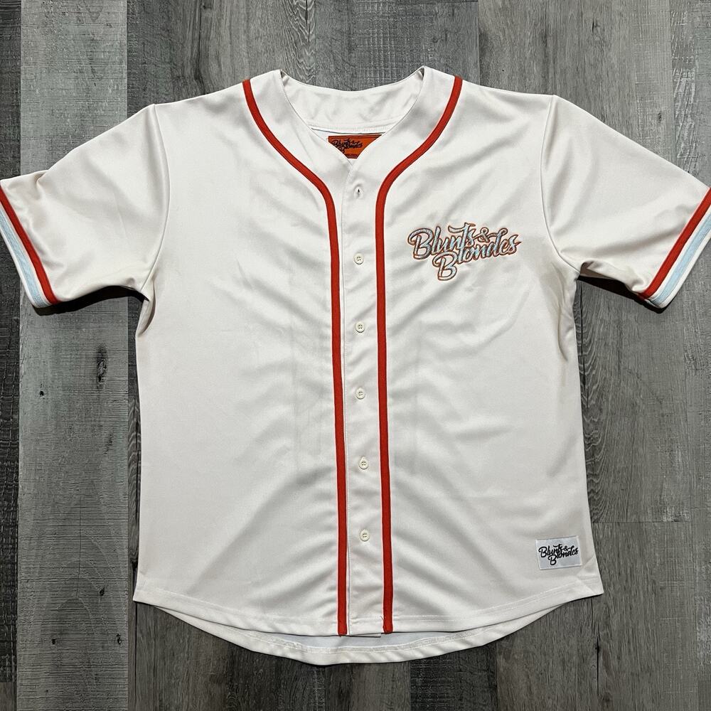 Blunts & Blondes Baseball Jersey Size M White Orange Embroidered EDM Merch Sz M